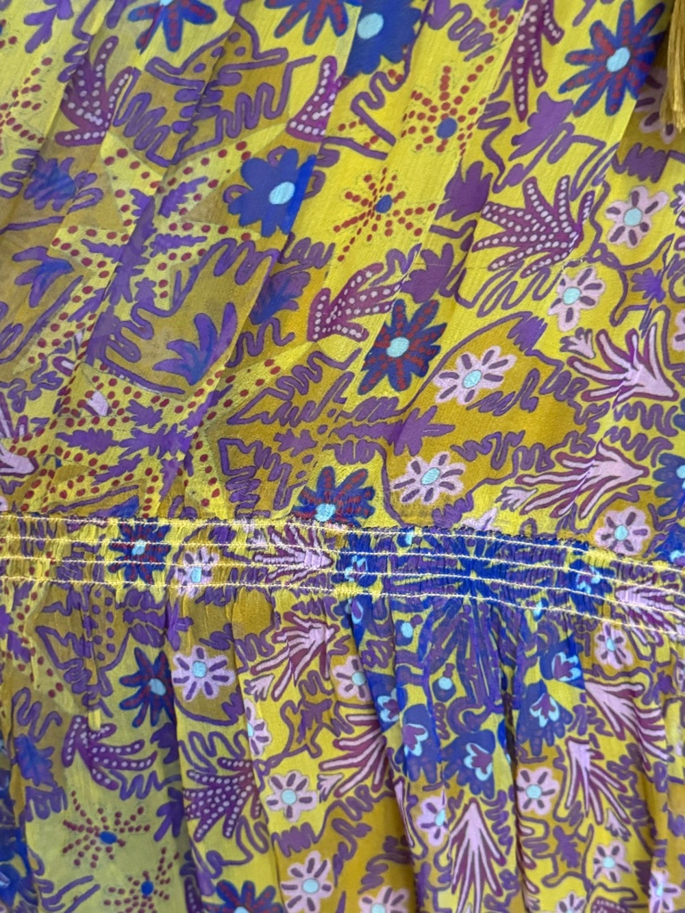 Anthropologie Marias Floral Printed Chiffon Maxi Dress Size L Yellow Purple - Picture 8 of 11